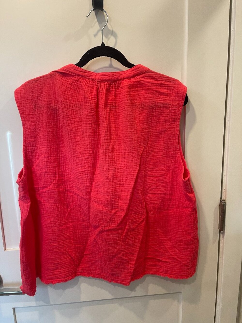 NEW DNKY Jeans Neon Red Gauze Top Sz XL $79
